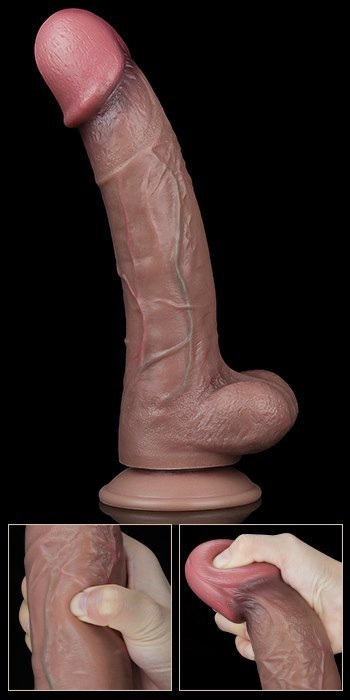 DILDO 10.5'' DUAL LAYERED PLATINUM SILICONE COCK
