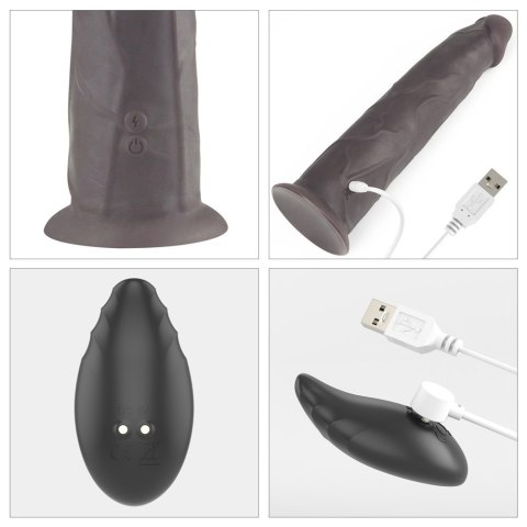 WIBRATOR 9'' DUAL LAYERED SILICONE ROTATOR CZARNE