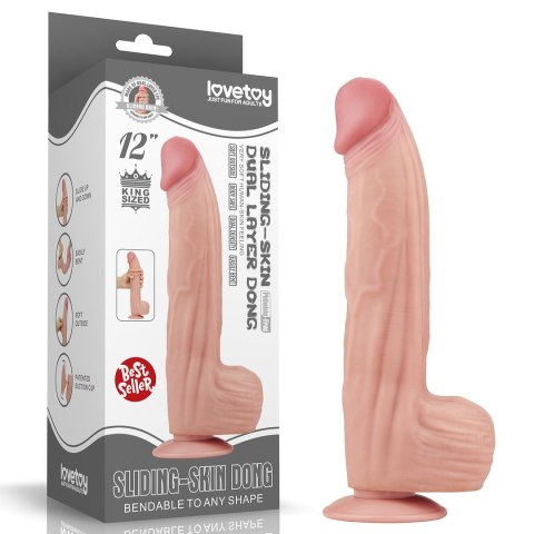 12'' KING SIZED SLIDING SKIN DUAL LAYER DONG