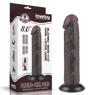 DILDO 8'' SLIDING SKIN DUAL LAYER DONG BLACK