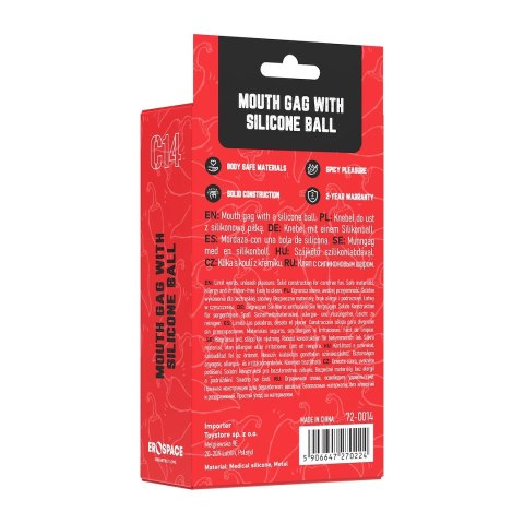 KNEBEL DO UST Z SILIKONOWĄ KULKĄ EROSPACE WILD PLAY C14